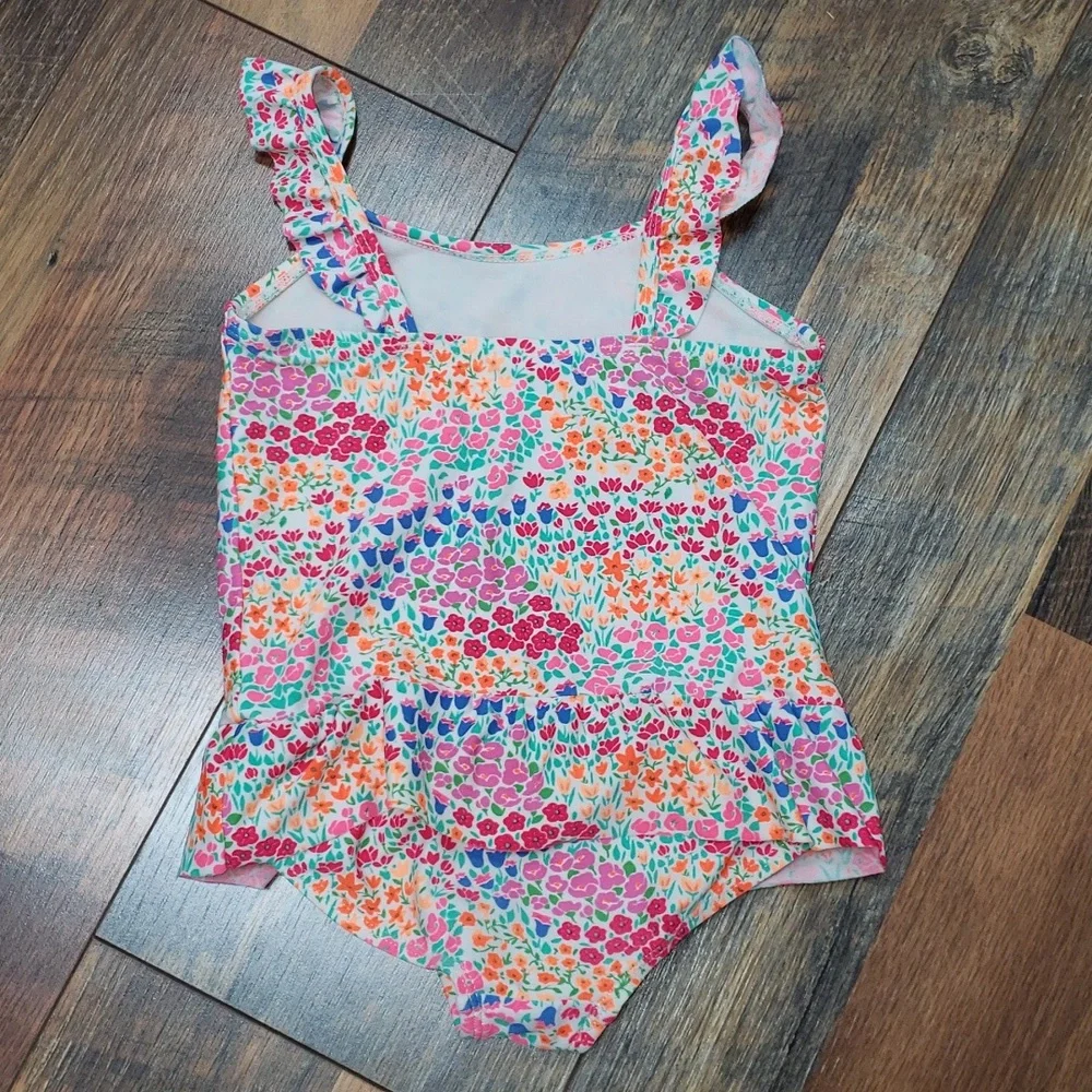 Oshkosh B'Gosh Floral Swimsuit with Ruffle at Waist & Shoulders, Size 3T